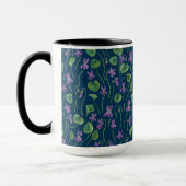 Mug Aquarelles violettes sur fond bleu (Gauche)