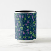 Mug Aquarelles violettes sur fond bleu (Centre)