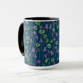 Mug Aquarelles violettes sur fond bleu (Devant gauche)