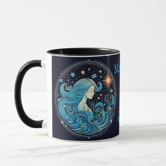 Mug Aquarius Anniversaire Cadeau Ajouter un nom Café N (Gauche)