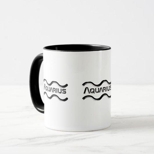 Mug AQUARIUS, Conception abstraite du signe zodiaque, (Devant gauche)