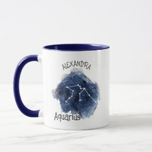 Mug Aquarius Starry Night Constellation Custo Nom Musi