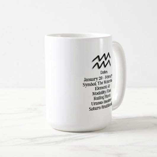 Mug Aquarius Traits and Dates | Personalized (Devant droit)