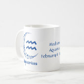 Mug Aquarius Zodiac Astrologie Anniversaire Cadeau Ble (Devant gauche)