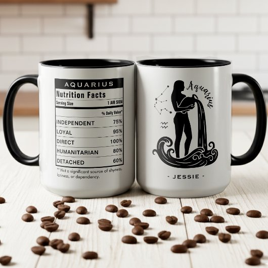 Mug Aquarius Zodiac Sign Astrology Nutrition Facts