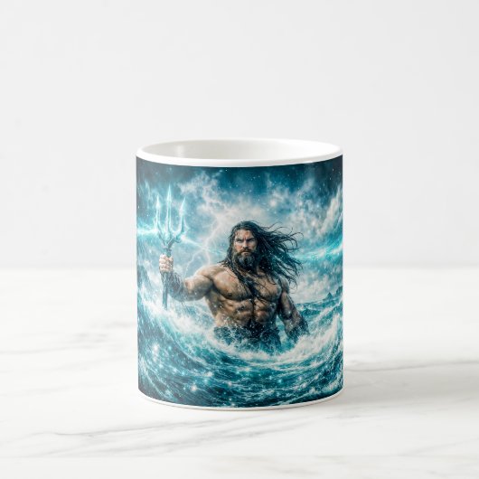 Mug Aquarius Zodiac with Trident Warrior in Stormy Oce (Centre)