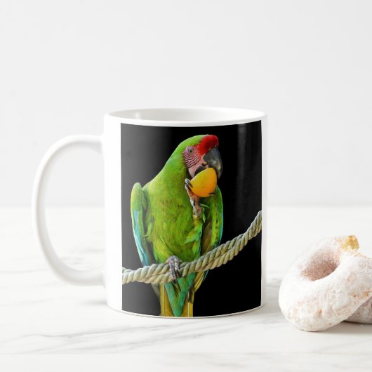 Mug Ara Militaris Perroquet Vert (Avec donut)