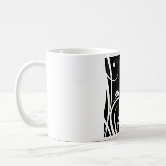 Mug Arabesque dans noire et blanc (Gauche)