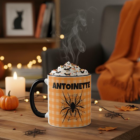 Mug Araignée d'Halloween dans une toile d'araignée car