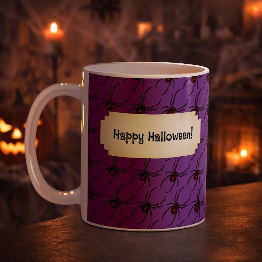 Mug Araignée noire Motif d'art Pixel Halloween