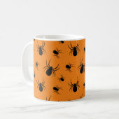 Mug Araignées Halloween motif noir et orange (Devant gauche)