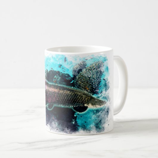 Mug Arapaima Monster Poisson Aquarelle Pirarucu Paiche (Devant droit)