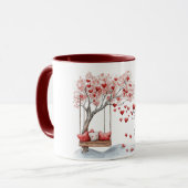 Mug Arbre à coeurs rouges Balançoire Câlins Baisers (Devant gauche)