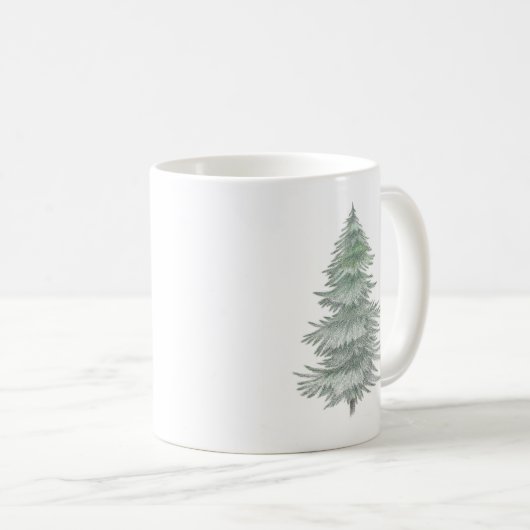 Mug Arbre À feuillage persistant dessiné à la main (Devant droit)