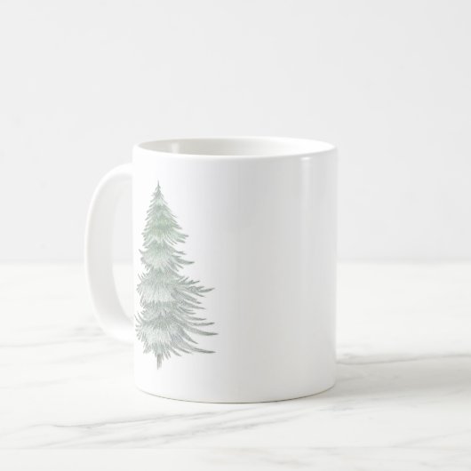 Mug Arbre À feuillage persistant dessiné à la main (Devant gauche)