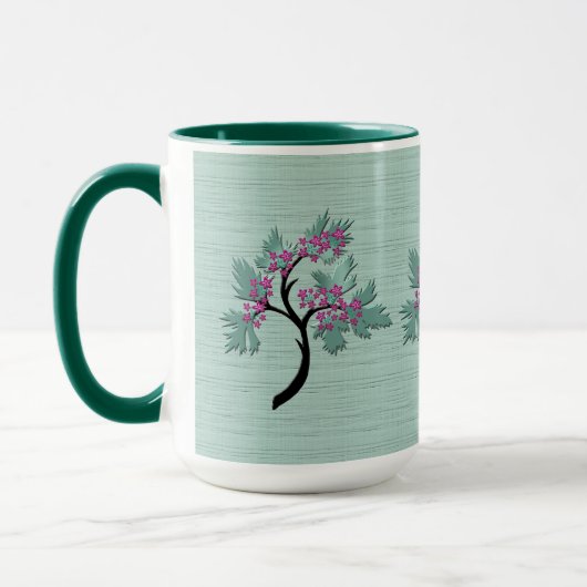 Mug Arbre à fleurs gracieux vert + prune (Gauche)