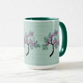 Mug Arbre à fleurs gracieux vert + prune (Devant droit)