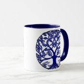 Mug Arbre à noeuds celtique bleu sur blanc (Devant droit)