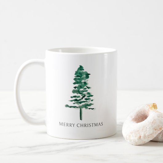 Mug Arbre à pin d'eau Noël moderne (Avec donut)