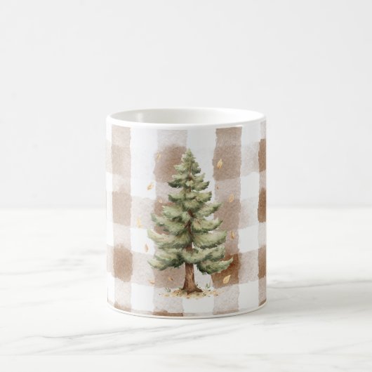 Mug Arbre à rayures écossaises marron et crème (Centre)