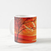Mug Arbre Abstrait et coucher de soleil rouge (Devant gauche)