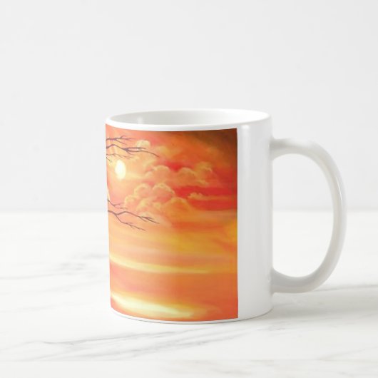 Mug Arbre Abstrait et coucher de soleil rouge (Droite)