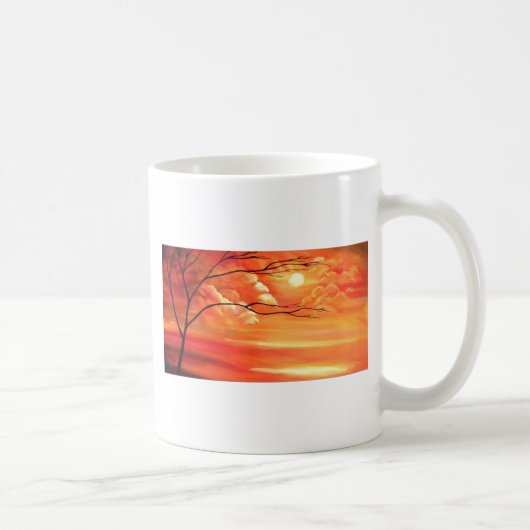Mug Arbre Abstrait et coucher de soleil rouge (Droite)
