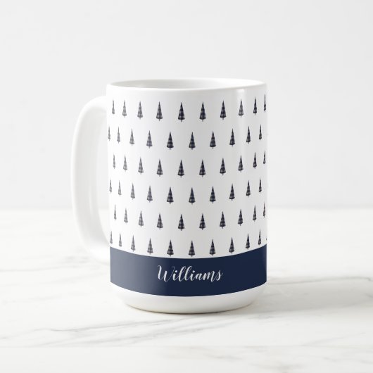 Mug Arbre Abstrait Tartan Monogrammé (Devant gauche)