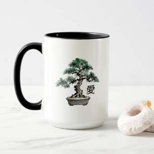 Mug Arbre Bonsaï Calligraphie Japonaise de l'Amour de 