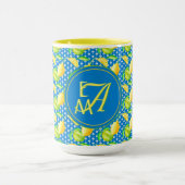 Mug Arbre Citron Monogrammé Bleu Azur Décor de Jeune M (Centre)