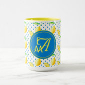Mug Arbre Citron Monogrammé Décoration de Maison Bleu  (Centre)