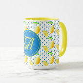 Mug Arbre Citron Monogrammé Décoration de Maison Bleu  (Devant droit)