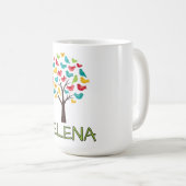Mug Arbre Coloré avec Oiseaux (Devant droit)