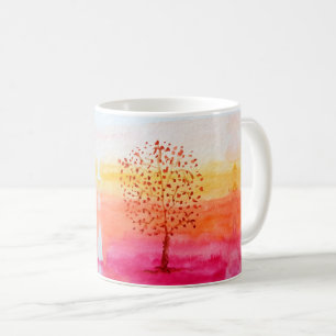 Mug Arbre Coucher de soleil aquarelle main peint