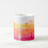 Mug Arbre Coucher de soleil aquarelle main peint (Centre)