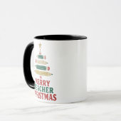 Mug Arbre crayon de Noël de l'enseignant (Devant gauche)