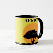 Mug Arbre d'acacia africain contre un coucher de solei (Devant droit)
