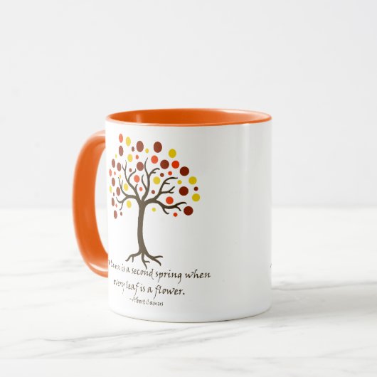 Mug Arbre d'automne stylisé ; l'automne est le deuxièm (Devant gauche)