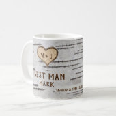 Mug Arbre de bouleau cœur rustique témoin de mariage (Devant gauche)