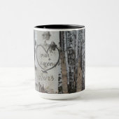 Mug Arbre de bouleau personnalisé cœur sculpté rustiqu (Centre)