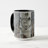 Mug Arbre de bouleau personnalisé cœur sculpté rustiqu (Devant gauche)