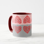 Mug Arbre de coeur (rouge et gris) La Saint-Valentin (Devant gauche)