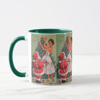 Mug Arbre de décoration de Noël vintage des années 195