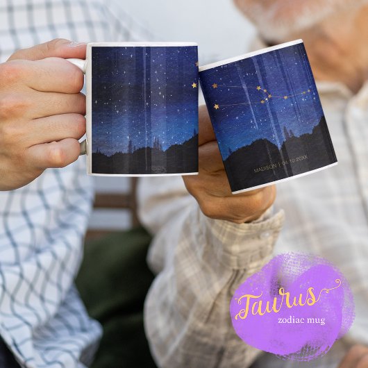 Mug Arbre de la Nuit Étoilée Taureau Or Constellation 