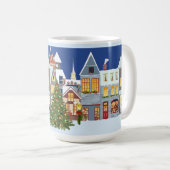 Mug Arbre de Noël à design rétro Fêtes de ville (Devant droit)