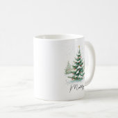 Mug Arbre de Noël à l'aquarelle avec écriture simple  (Devant droit)
