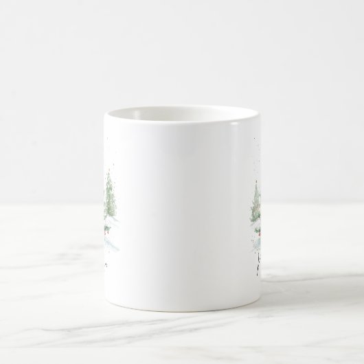 Mug Arbre de Noël à l'aquarelle de script simple (Centre)