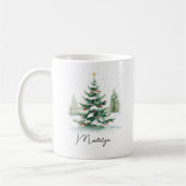 Mug Arbre de Noël à l'aquarelle de script simple (Gauche)