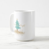 Mug Arbre de Noël à l'aquarelle "Merry & Bright" de No (Devant gauche)