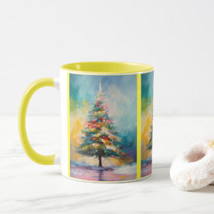 Mug Arbre de Noël Abstrait rayé Pastel